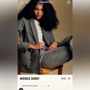 Gray Double-Breasted wool sezane blazer